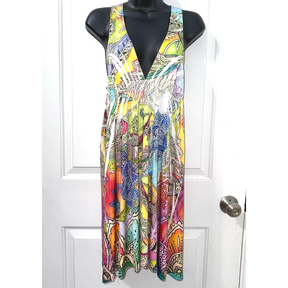 S-12, S-Twelve Yellow Colorful dress with lots of embellished rhinestones